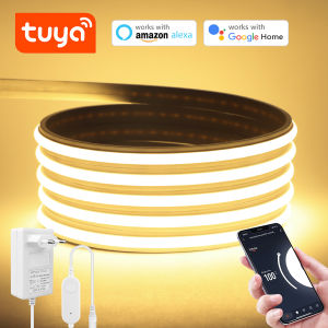 Premium Real Silicone Neon LED Light Strip 24V Tuya Smart WiFi APP Alexa Control Self-Adhesive Tape-Cuttable|Bright|Waterproof