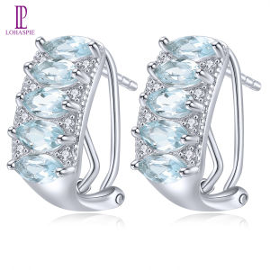 Lohaspie เครื่องประดับแท้2.5กะรัตแหวนเงินสเตอริ่งแข็ง925ต่างหูห้อยท้องฟ้าสีฟ้าธรรมชาติบุษราคัมแท้ต่างหูบุษราคัมต่างหูหยดน้ำดิออพไซด์โครเมียมสำหรับผู้หญิงเครื่องประดับ925เงิน