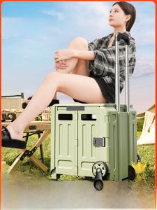 Portable Folding Shopping Cart Small Pulling Car Camping Vehicle Street Vendor Cart Hand Pull Cart Vegetable Buying Truck