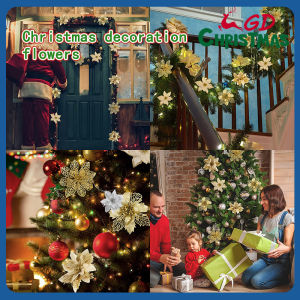 GD Christmas 24Pcs/12pcsGlitter Artificial Flowers For Christmas Tree Decoration DIY Christmas Ornaments Home Wed