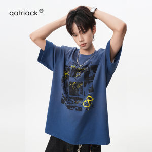 QOTRIOCK | Vintage Tie Dye Portrait Print Short Sleeve T-Shirt