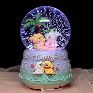 Dog Shaped Automatic Snowfall Rotating Music Box