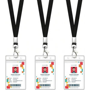3 Pack ID Badge Holder With Lanyard Black Neck Lanyards With Vertical Waterproof ID Badge Holder Office School Travel