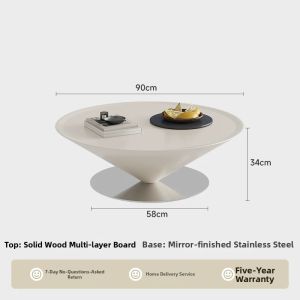 Creamy Style Floating Flying Saucer Design Luxury Simple Modern Coffee Table