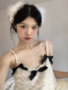 Kẹp Tóc Lông Vũ White Swan Siêu Thực Tế Mùa Hè 2024 Phụ Kiện Tóc Phong Cách Ngọt Ngào Mới Về Kẹp Tóc Lông Vũ Thời Trang