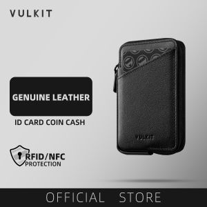 VULKIT-หนังแท้กระเป๋าสตางค์ใส่บัตรปิดกั้น RFID บางมีบัตร10 + ใบและเงินสดแบบพับ-VW113P
