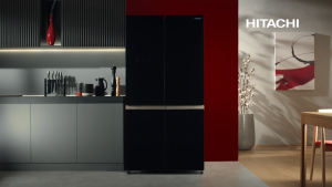 Hitachi Inverter 4 Door French Bottom Freezer Deluxe Refrigerator 569L (Glass Black) (R-WB640VM0 GBK)