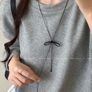 Black Butterfly Knot Beaded Necklace Womens Style 2025 New Trendy Design High End Sweater Chain Accessory Fashion Jewelry