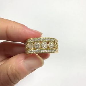 Huitan Luxury Octagon Design Women Rings Full Bling Bling CZ Gold Color Wedding Engagement Band Accessories New Trendy Jewelry