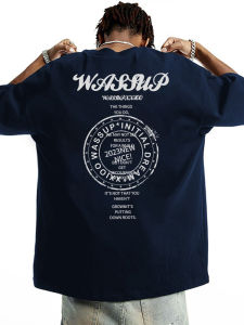 Wassupxxioo Mens Streetwear American Retro Sleeve T-shirt Summer New Style Handsome Pure Cotton Top Short Sleeve Shirt