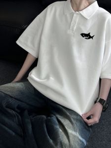 Heavy Weight Japanese Style Short-Sleeved Polo Shirt Mens Summer Ins Trendy Retro Casual Loose Lapels Half-Sleeve T-shirt Top