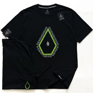 Kaos Volcom Stone Hitam 0189 T-shirt Distro Surfing Pria Oblong Cowok Lengan Pendek Motif Terbaru