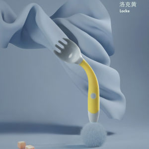 Silicone Fork And Spoon Set for Babies And Toddlers Learning to Eat Curved Practice Spoon Child Fork Baby Learning to Eat