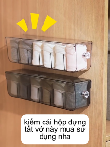 Hộp đựng tất vớ và khăn nhỏ trong suốt khay kéo trượt tiện lợi đa dụng cho gia đình Easy Stuff