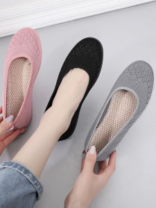 Flats Soft Sole Shoes Womens Spring/Summer New Arrival Old Beijing Cloth Shoes Plaid All-Matching Flat Shoes Breathable Flyknit Lazybones Shoes