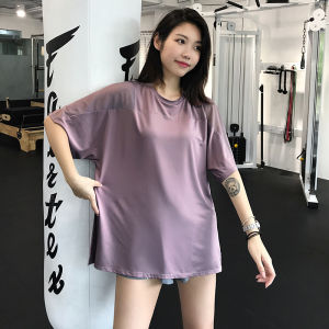 Womens Plus Size Ladies Blouse Short-Sleeved Workout Clothes Sports Top