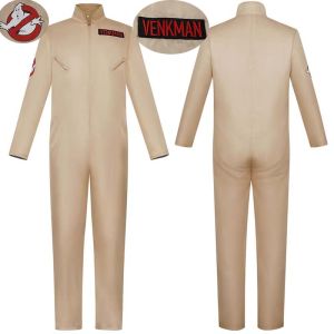 Ghost Buster Cosplay Costume for Adult Classic Venkman Gary Grooberson Ghost Hunt Jumpsuit Halloween Carnival Suit(130CM-XXXL)