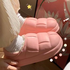 Womens Cotton Slippers with Heel Indoor Home Fleece Lined Soft Bottom Slip-On Shoes Warm Postpartum Shoes Non-Slip Winter