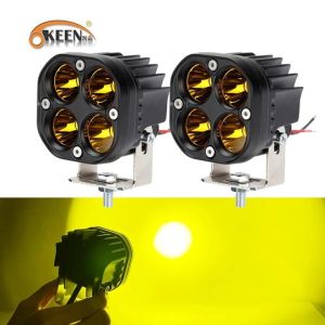 2 PCS Lampu Sorot Tembak LED CWL CREE 4 Titik Mata 40 Watt BONUS SAKLAR Mobil Motor 40W 12V - 24V - W40 Kuning Super Terang Dan Tahan Air