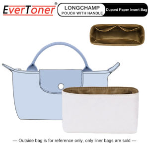 EverToner Ultra-light Dupont Paper Bag Organizer For Longchamp Mini Bag Purse Insert Waterproof Handbag Inner Liner Bag Accessories with Pocket