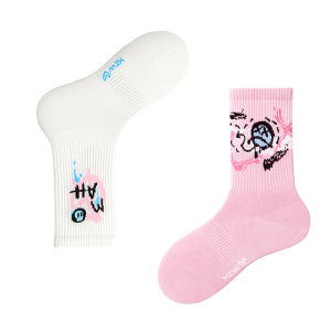 B&C.Room | Pure Cotton Womens Sports Socks Colorful Skateboard Street Style Spring Autumn Trendy Socks Mid-Calf B&C Room