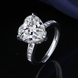 Moissanite 5 Karat Big Diamond III Love Artificial Diamond Ring Womens Luxury Full Diamond Elegant Luxury Ring