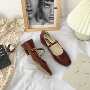 Women 3cm high heel Mary Jane shoes soft leather work office shoes
