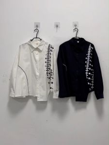 XITAO Casual Asymmetric Shirt Personality Print Patchwork Women Autumn  Trend Long Sleeve Top HQQ1465