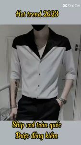 Áo Sơ Mi Áo Sơ Mi Nam phối Vai cách điệu cổ Vest 2 màu Đen - Trắng sang trọng lịch lãm trẻ trung co giãn nhẹ hàng thiết kế tại xưởng. mã T1