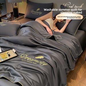 KAMONI | Washed Ice Silk Summer Dormitory Bedding Set 2025 New