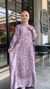 EMRAN BATIK - Gamis Dress Lebaran Afsheen Humaira Kondangan Baju Pesta Brukat Gardenia Dress Kondangan Lamaran Baju Couple Lebaran Maxi Dress Modern gamis terbaru 2024 lebaran wanita