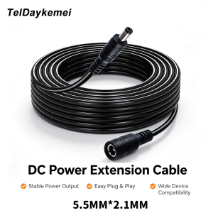 DC Extension Cable 5.5mm x 2.1mm Power Supply Extended Cord Female to Male Plug Adapter Extender Lead for Camera