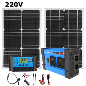 Bộ Máy Phát Điện Năng Lượng Mặt Trời Kép 6000W Với 2 Tấm Pin Mặt Trời Gấp Gọn 600W Biến Tần MPPT 100A Sóng Sin Thuần 110V/220V Cho Hệ Thống Điện Ngoài Lưới