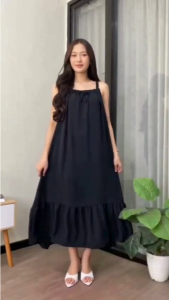 Vanilla Dress Yukensi Crinkle Airflow Daster Tanpa Lengan Tali Karet JUMBO XXL LD125cm Terbaru 2025