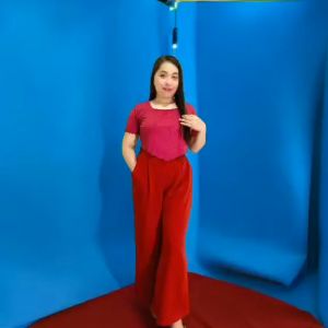 Plus Size High Waist Hanna Wide Leg Pants for Women - Stretchable Crepe with 2 Pockets (L-2XL)