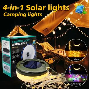 ESMARTER | Solar Powered Outdoor Tent Light 10M String RGB LED Camping Atmosphere Light with Hook Portable Flashlight for Night Hikes