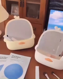 Gương Trang Điểm Để Bàn Hình Vịt 2in1 Kèm Hộp Đựng Đồ Chân Gập Gọn Đựng Mỹ Phẩm Son Cọ Makeup