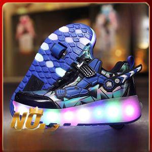 Kids Sports Shoes Roller Skating Shoes Walking Shoes Bright Light Shoes for Boys And Girls Summer Breathable Rubber Outsole