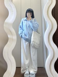 White High Waist Wide Leg Pants Womens Loose Lazy Style Straight Cut Long Trousers Spring Autumn New Arrival Casual Pants