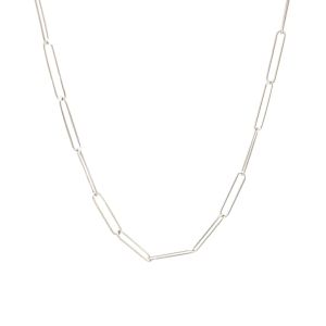 Nathalias NY สร้อยคอทองคำขาวแท้ 14k ดีไซน์ไวร์เปเปอร์คลิป (Wire Paperclip Chain) ขนาด 2.7 มม. พรีออเดอร์ 10-12 วันทักแชทก่อนสั่ง