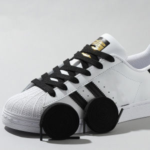 Classic Black/White Shoelaces Flat Double layer Lace Precision Woven Wear Resistant Anti Corrosion Polyester Laces for All Shoes