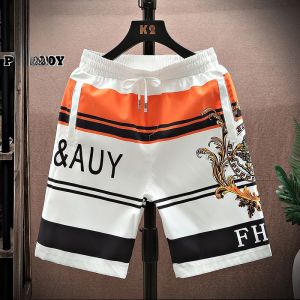 Playboy Summer Ice Silk Shorts Mens Loose Fit Five-Quarter Casual Beach Pants Thin Lightweight Comfortable Youth Trendy