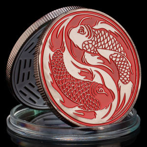 Chinese Lucky Coin Fancy Carp Decorations Koi Souvenirs and Gifts silvery Plated Room Decor Commemorative Coins Wishing Coin