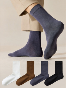 Antibacterial Deodorizing Sweat Absorbent Breathable Non Pilling Mens Mid-Calf Socks