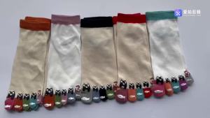 Ankle Toe Socks Women Girl Cotton Cartoon Cute Bear Fish Print Sweat-Absorbing Young Fashion Five Finger Socks Casual Student