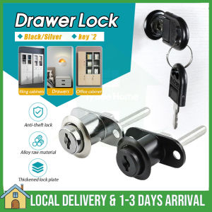 Drawer Lock Drawer Lock Cylinder with 2 Keys Desk Drawer Wardrobe Cabinet Locker 3 interlocking locks Linkage Lock Rod 办公桌文件柜锁