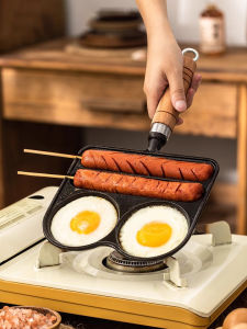 Stainless Steel Cast Iron Starch Sausage Pan Two-In-One Egg Frying Non-Stick Breakfast Pot Home Use Uncoated Cooking Utensils