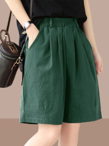 Casual High Waist Loose Fit Summer Thin Cotton Shorts Womens Fashion Breathable Wide Leg Pants Korean Style Five-Quarter Length