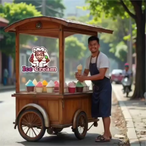 STIKER KACA GEROBAK VINYL ICE CREAM / LABEL MAKANAN