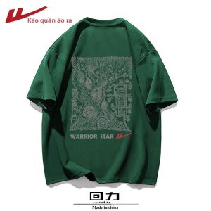 Warrior | Áo Thun Thể Thao Mùa Hè Tay Ngắn In Chữ Phong Cách Đường Phố Cổ Tròn 100% Cotton